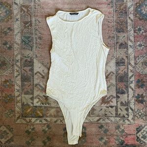 Cream Sleeveless Shein Bodysuit Size Large